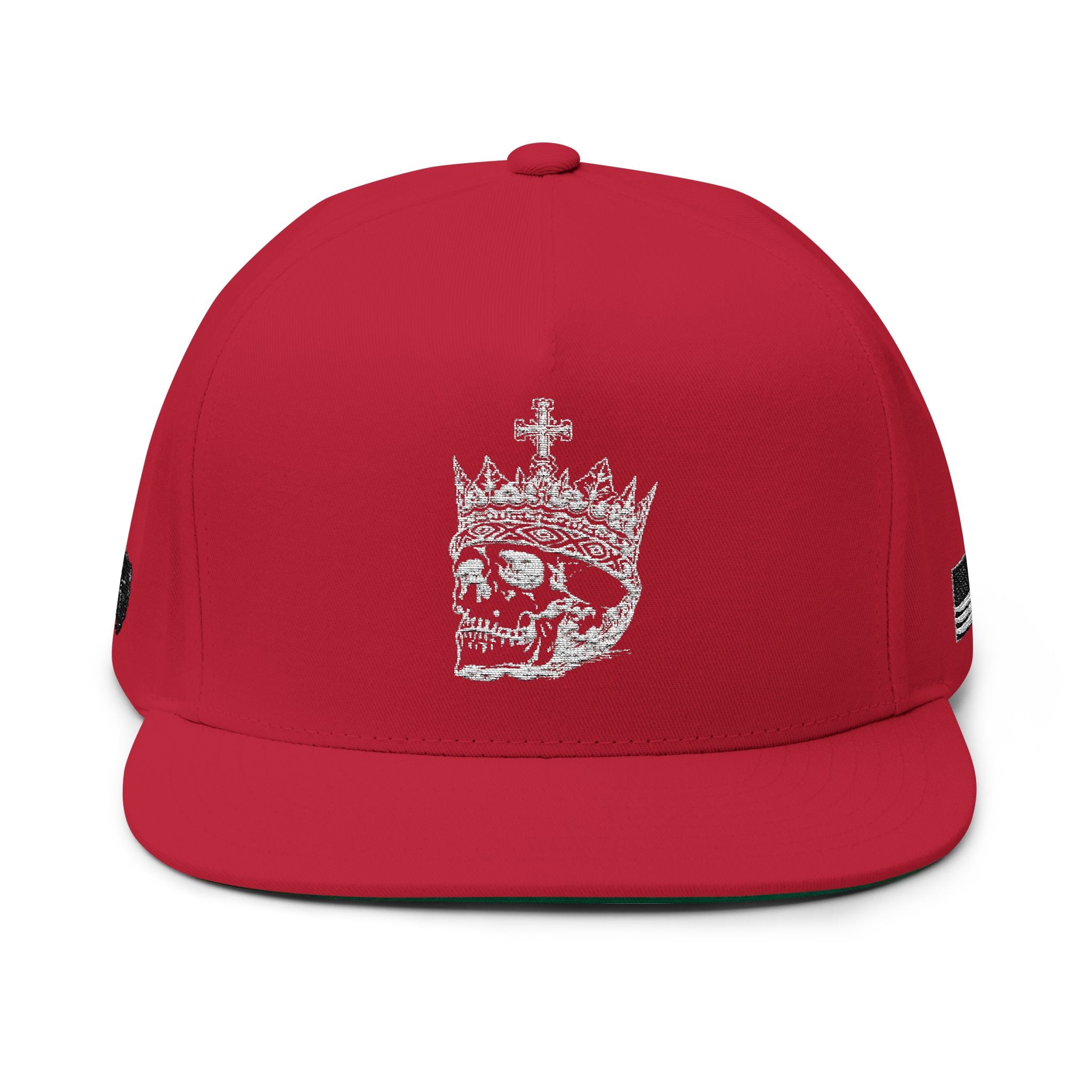 Embroidered Crown Skull Snapback Hat — Gothic Streetwear Cap with 'MONGO' Back Text