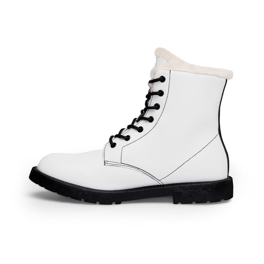 White Fur-Lined Leather Boots — Gothic 'MONGO' Lace-Up Women's Winter Boots