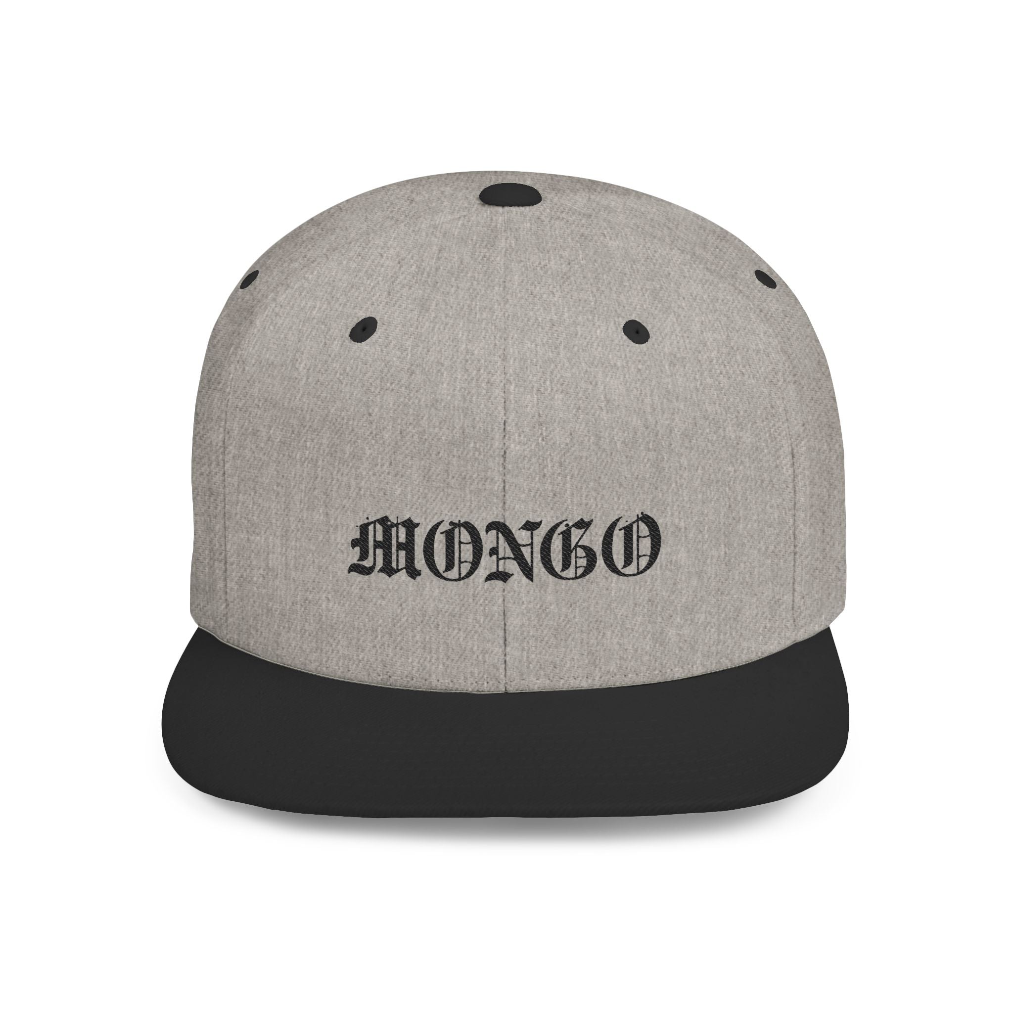 Snapback Hat — "MONGO" Gothic Script Flat-Bill Cap