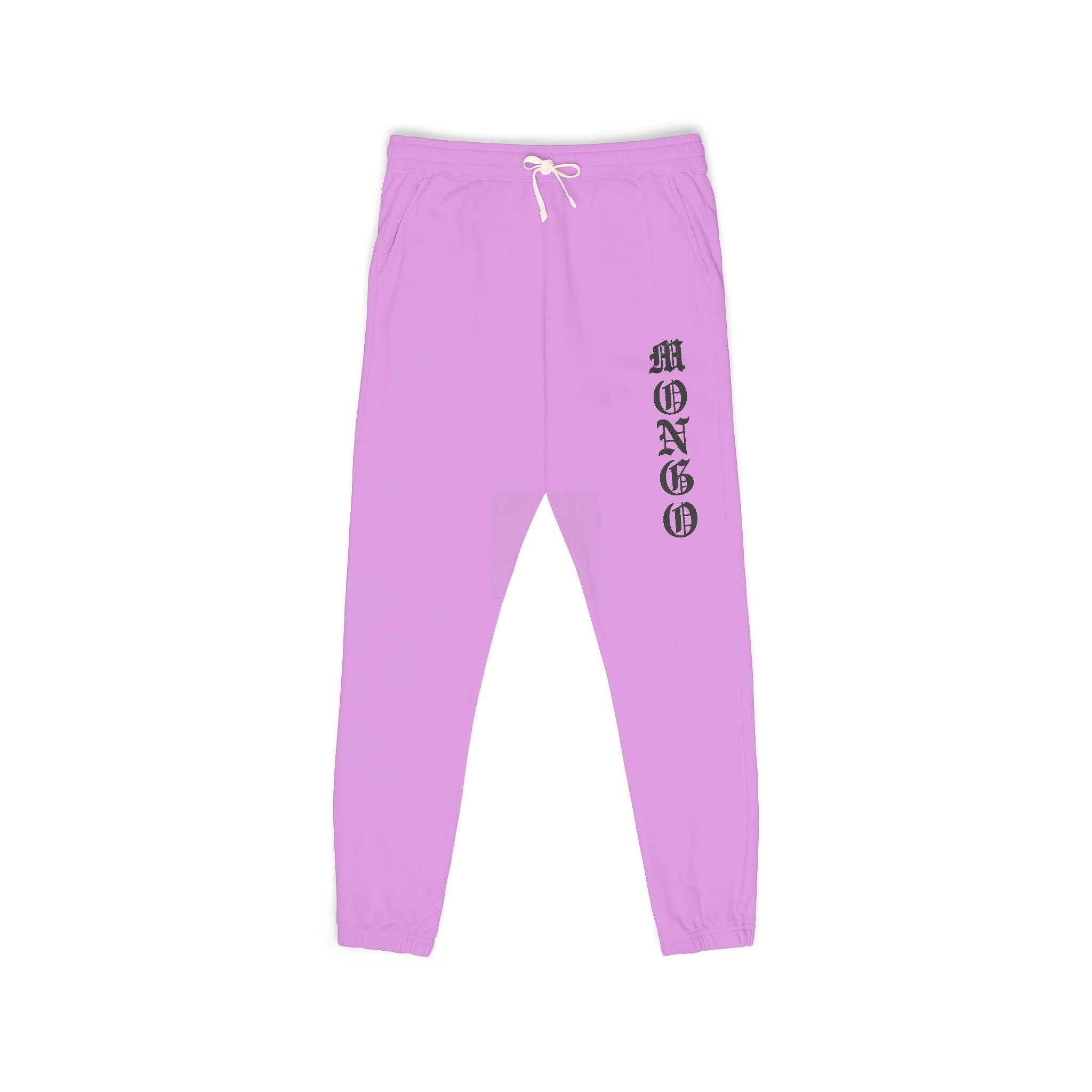 MONGO Gothic Script Sweatpants — Garment-Dyed Fleece Joggers