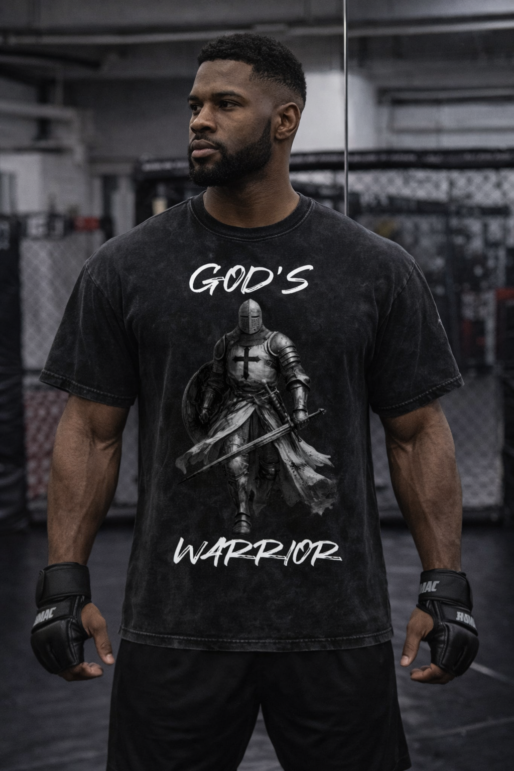 Snow Washed Oversized Cotton T-Shirt - Crusader Gods Warrior