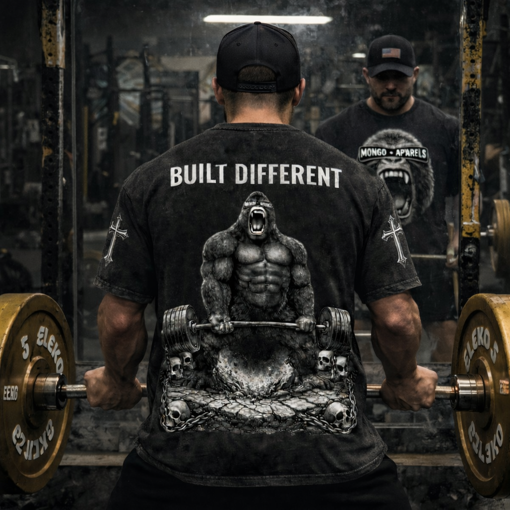 Snow Washed Oversized Cotton T-Shirt-Gym Gorilla Built Different