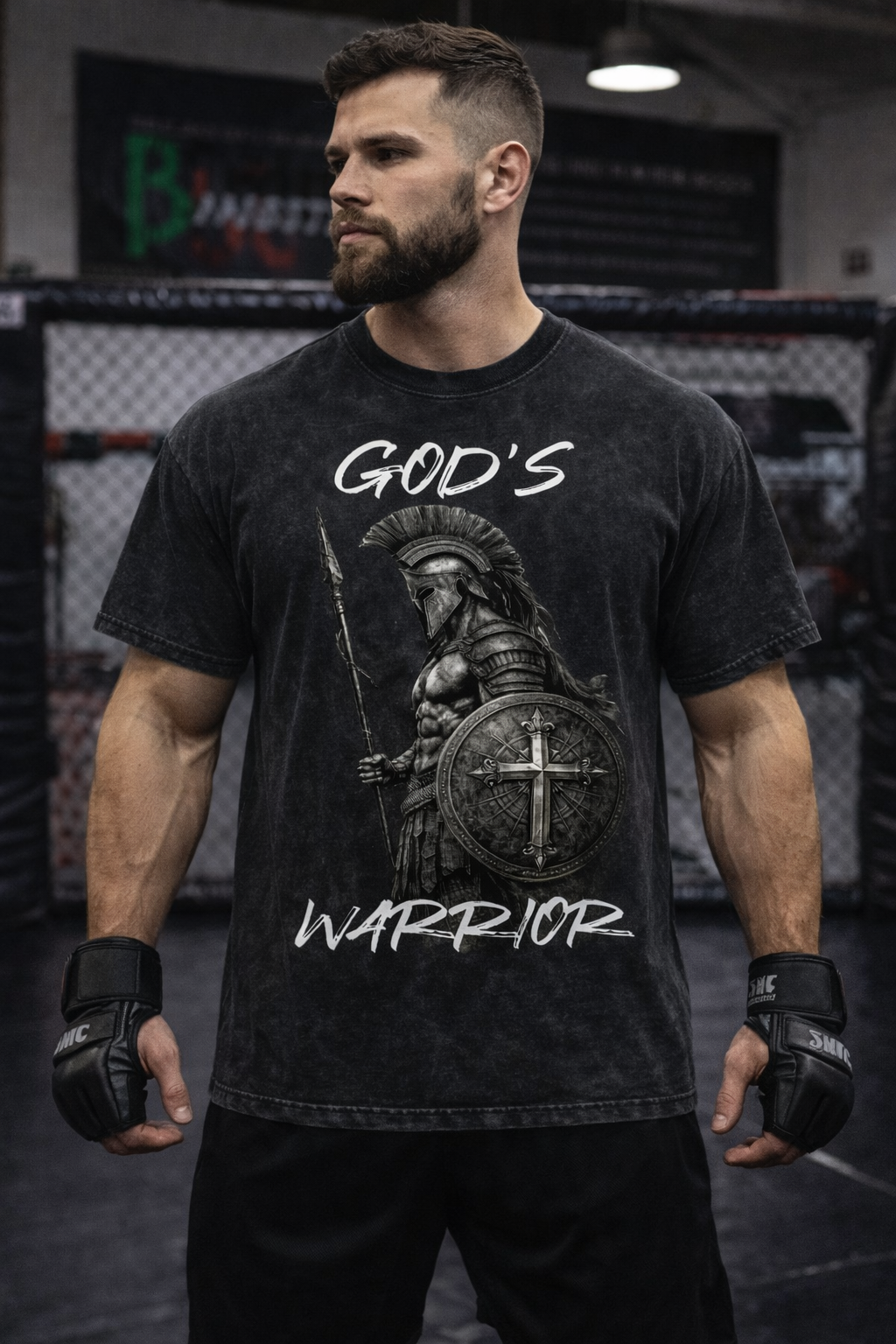 Snow Washed Oversized Cotton T-Shirt- Spartan Gods Warrior